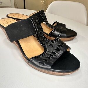 Jack Rogers Black Nora Wedge Sandals Size 9